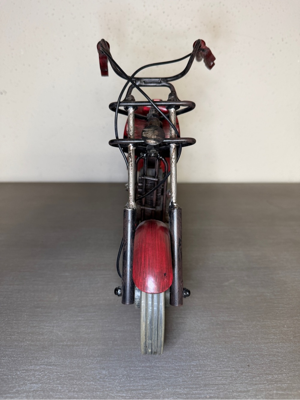 Handcrafted Motorcycle Art Sculpture Tabletop Home Decorative Metal 15” x9" Bike - Picture 6 of 7